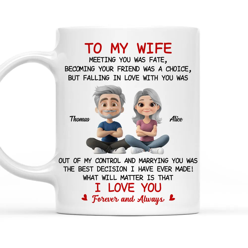 Personalized Wife Coffee Mug with Cute Couple Illustration - Anniversary Gift Cup MagicInPrints