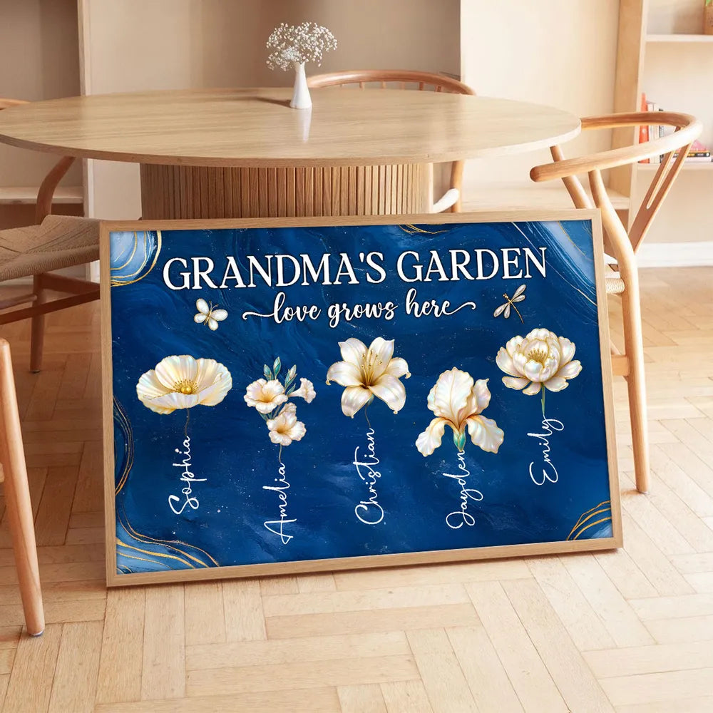 Personalized Canvas Art for Grandma - Floral Design with Names - Sentimental Gift for Mother's Day Poster or Canvas MagicInPrints