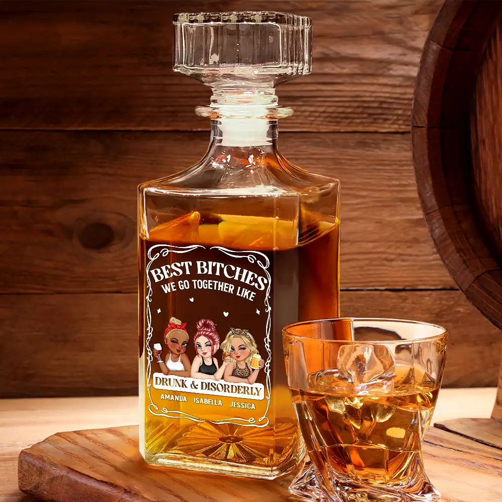 We Go Together Like Drunk And Disorderly – Personalized Square Whiskey Bottle – Gift for Best Friends Whiskey Bottle MagicInPrints