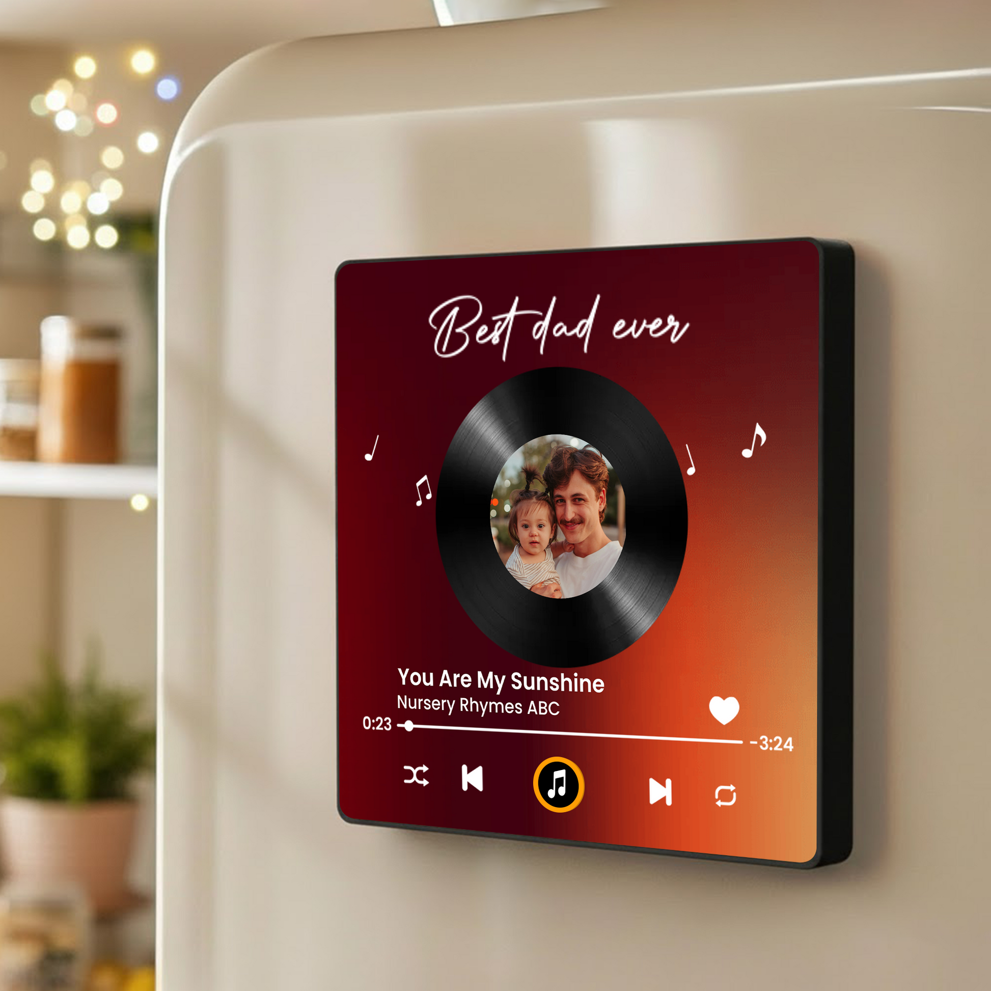 Custom Music Plaque for Dad - Personalized Photo Vinyl Record - Father's Day Gift Fridge Magnet MagicInPrints