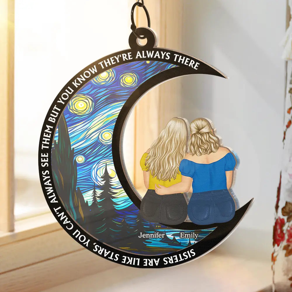 Sisters Are Like Stars – Personalized Window Hanging Suncatcher Ornament – Gift for Besties Window Hanging Suncatcher MagicInPrints