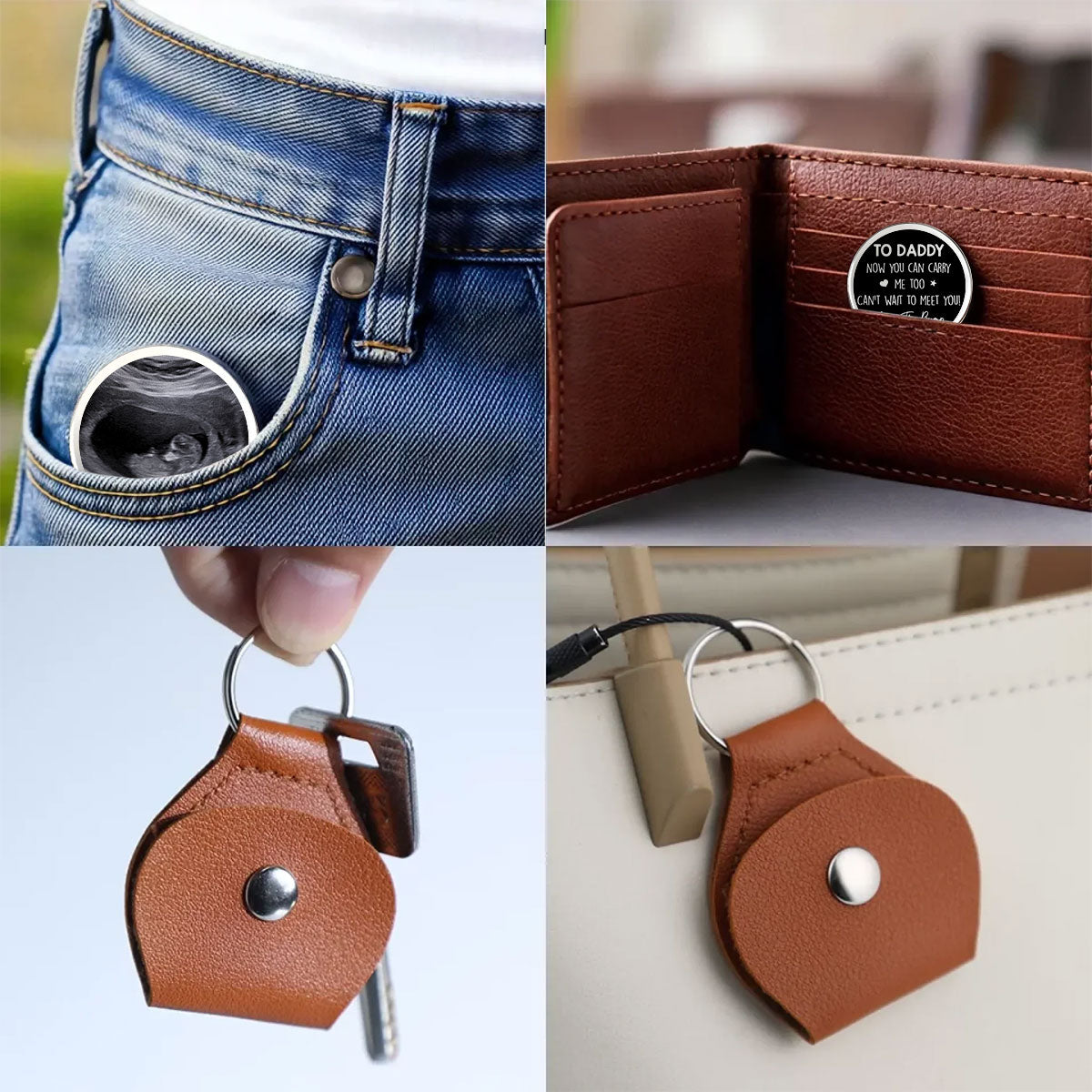 Personalized Ultrasound Photo Keychain for Dad - Sentimental Gift for Expecting Fathers Keychain MagicInPrints