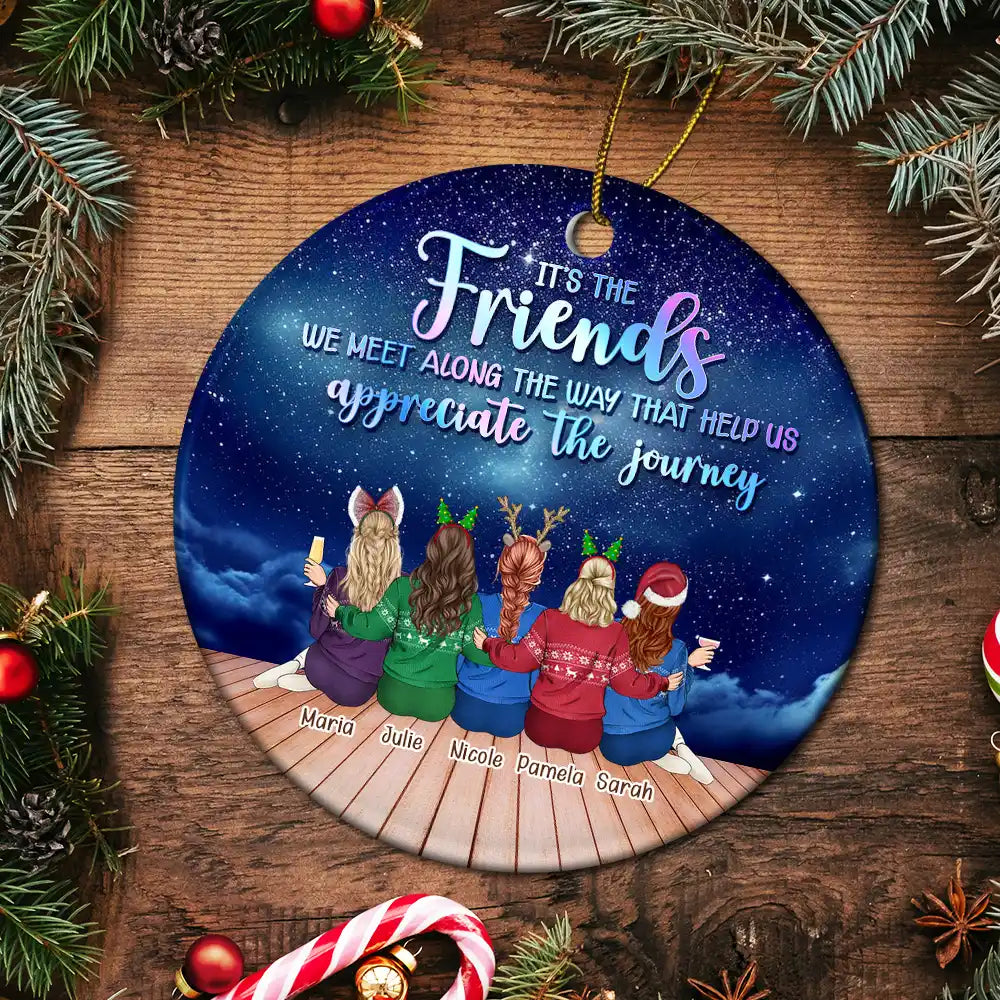 Celebrate Friendship Through Every Adventure – Personalized Ceramic Ornament – Gift for Friends Ceramic Ornament MagicInPrints