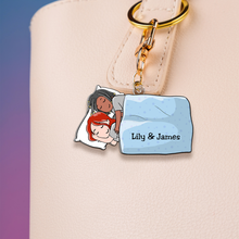Load image into Gallery viewer, Cute Personalized Couples Keychain - Customizable Valentine&#39;s Day Gifts Keychains PopCulturePrints
