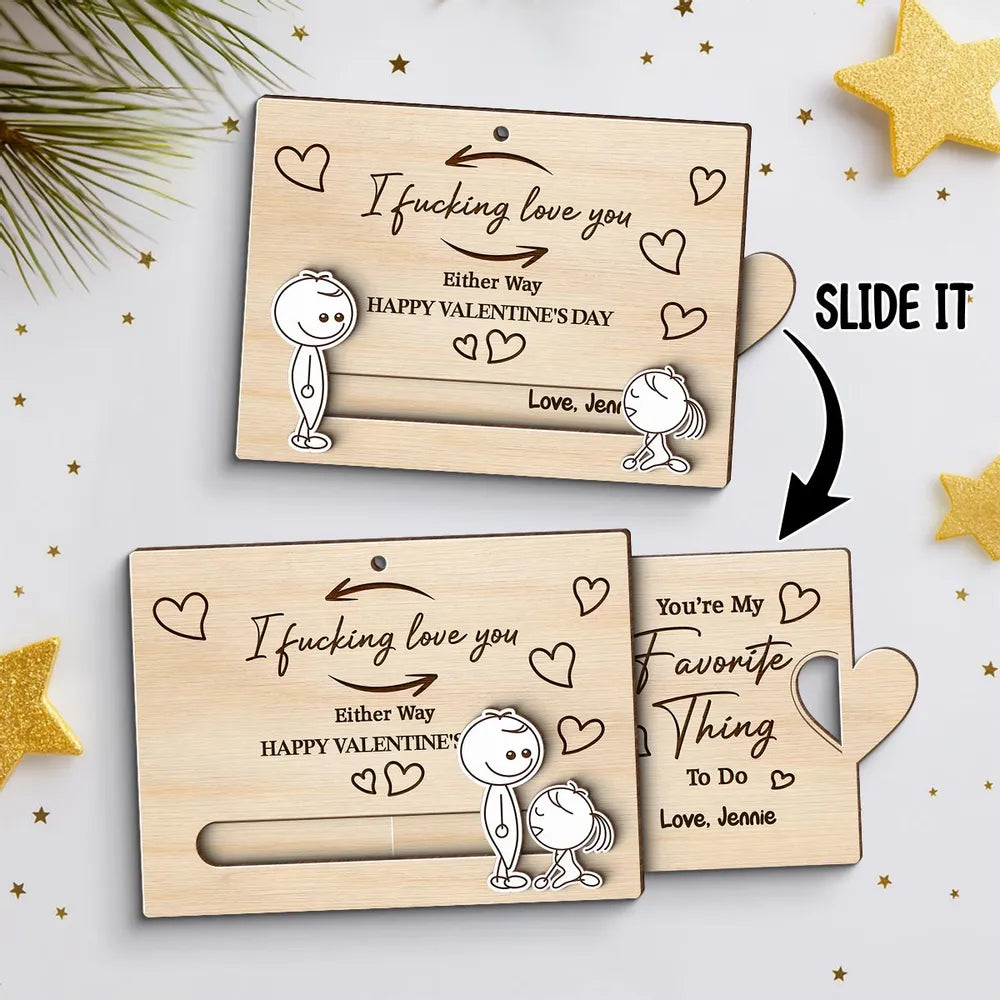 Personalized Wooden Valentine's Card for Couples - Romantic Gift Ornament MagicInPrints