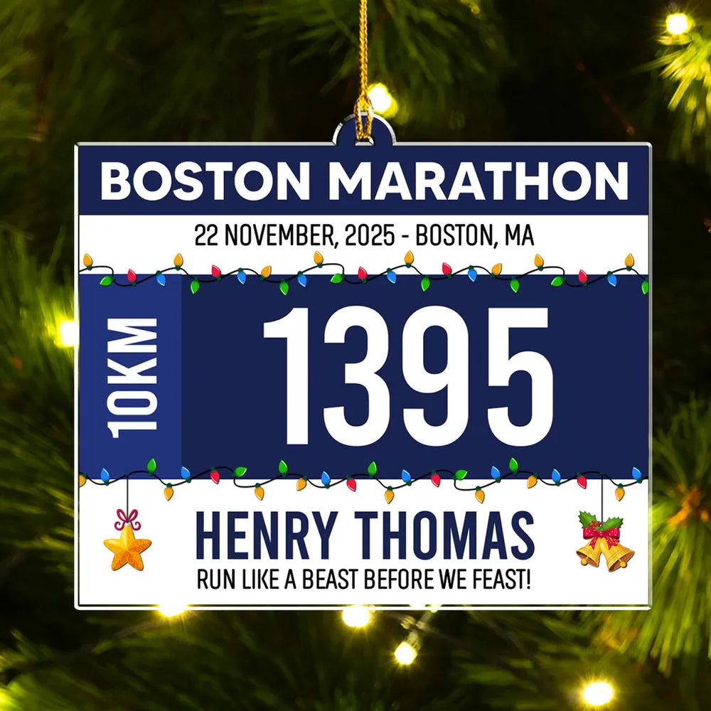 Personalized Boston Marathon Ornament for Runners - Christmas Keepsake Ornament MagicInPrints