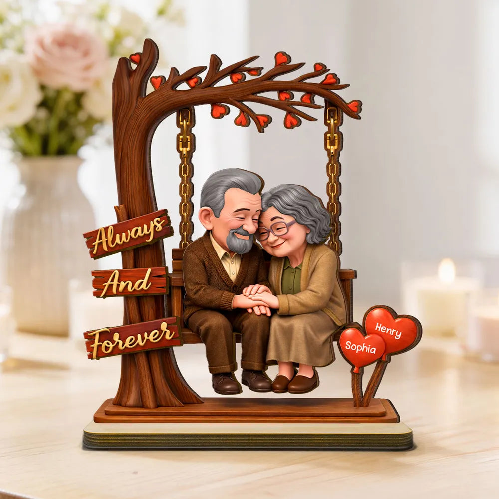 Personalized Couple Figurine for Seniors - Always and Forever Anniversary Gift Plaque MagicInPrints