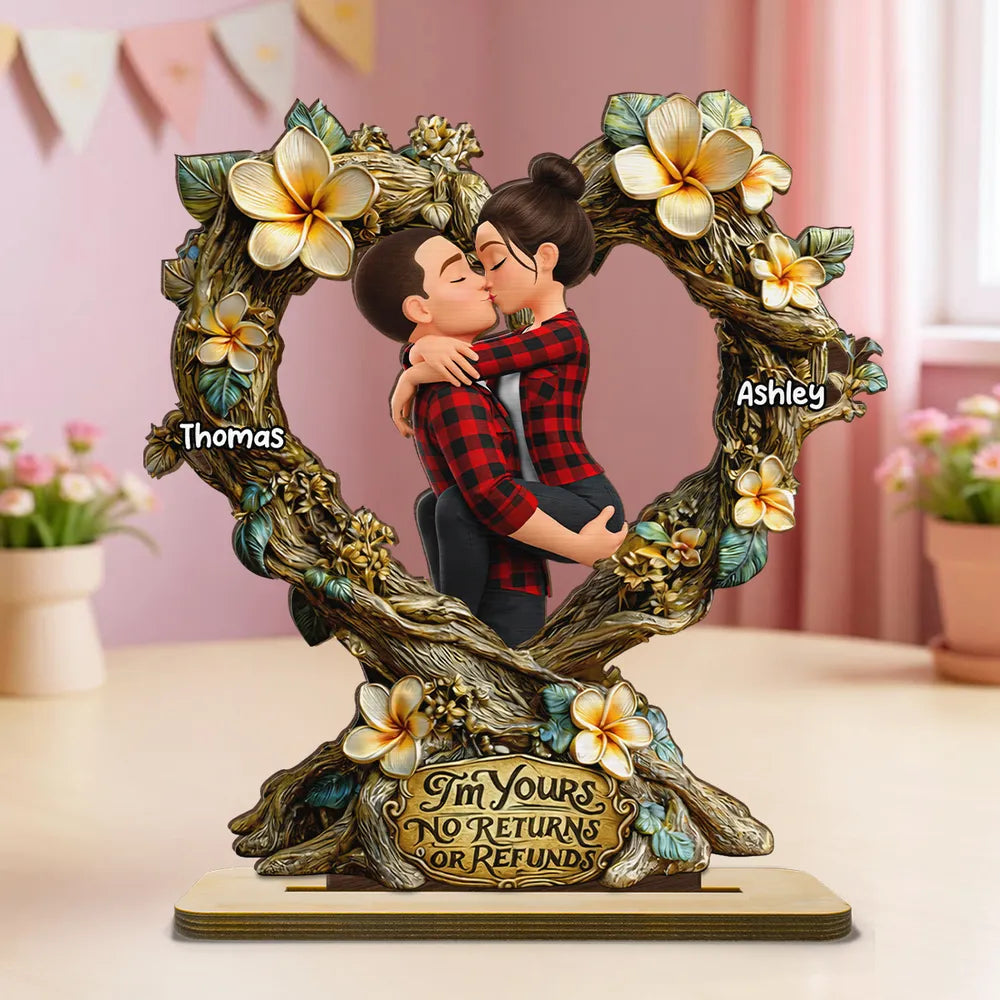 Personalized Couple Figurine Romantic Gift Heart-Shaped Sculpture - Anniversary Keepsake Plaque MagicInPrints