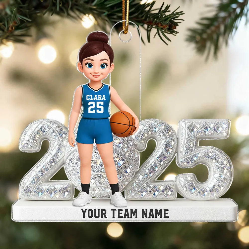 Personalized Basketball Player Ornament for Kids - 2025 Holiday Gift Ornament MagicInPrints