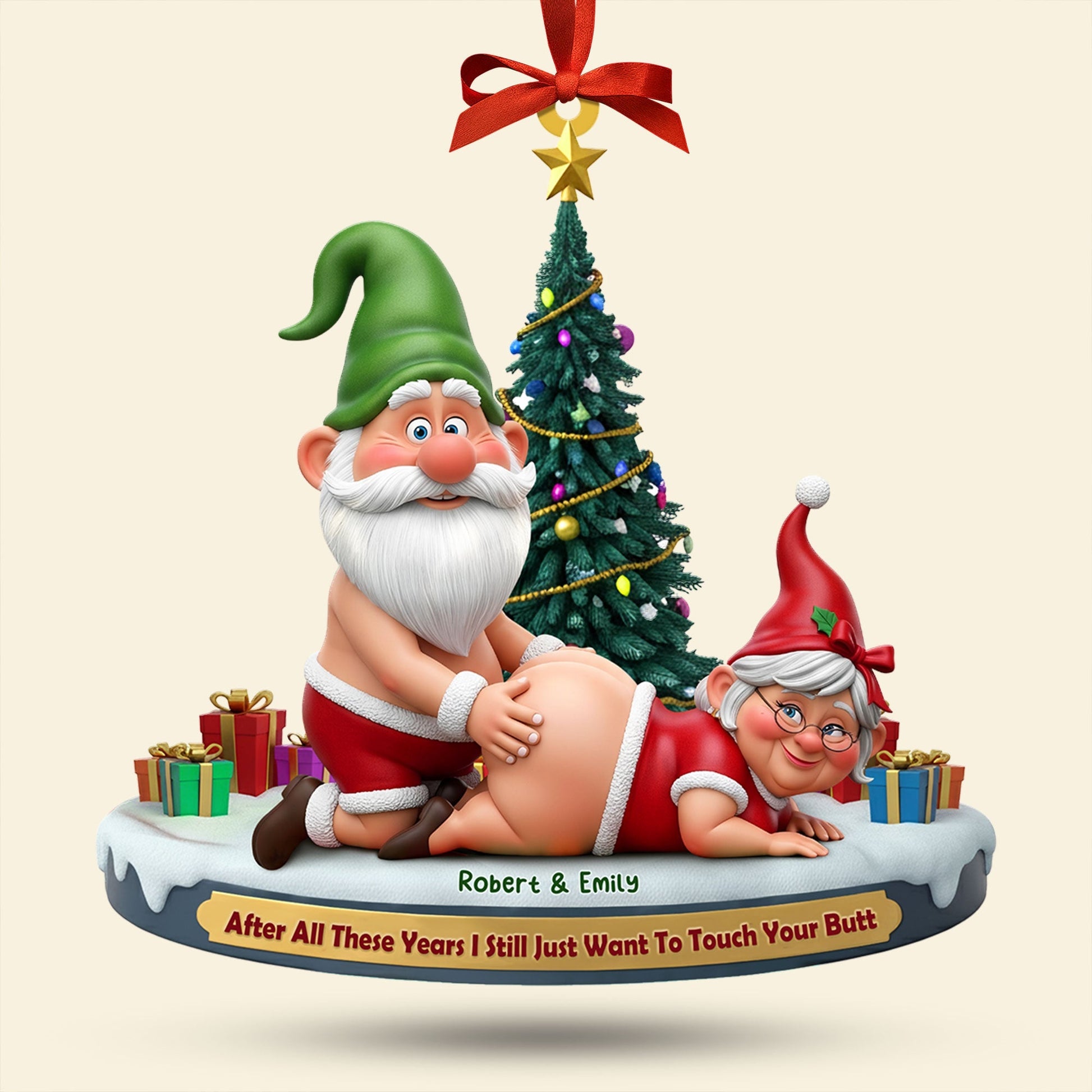 Naughty Old Gnome Couple Ornament - Personalized Gifts For Couple Ornament MagicInPrints