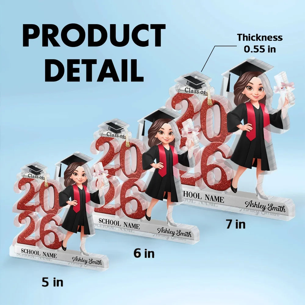 Personalized Graduation Class of 2026 Standee for Students - Custom Name and School Plaque MagicInPrints