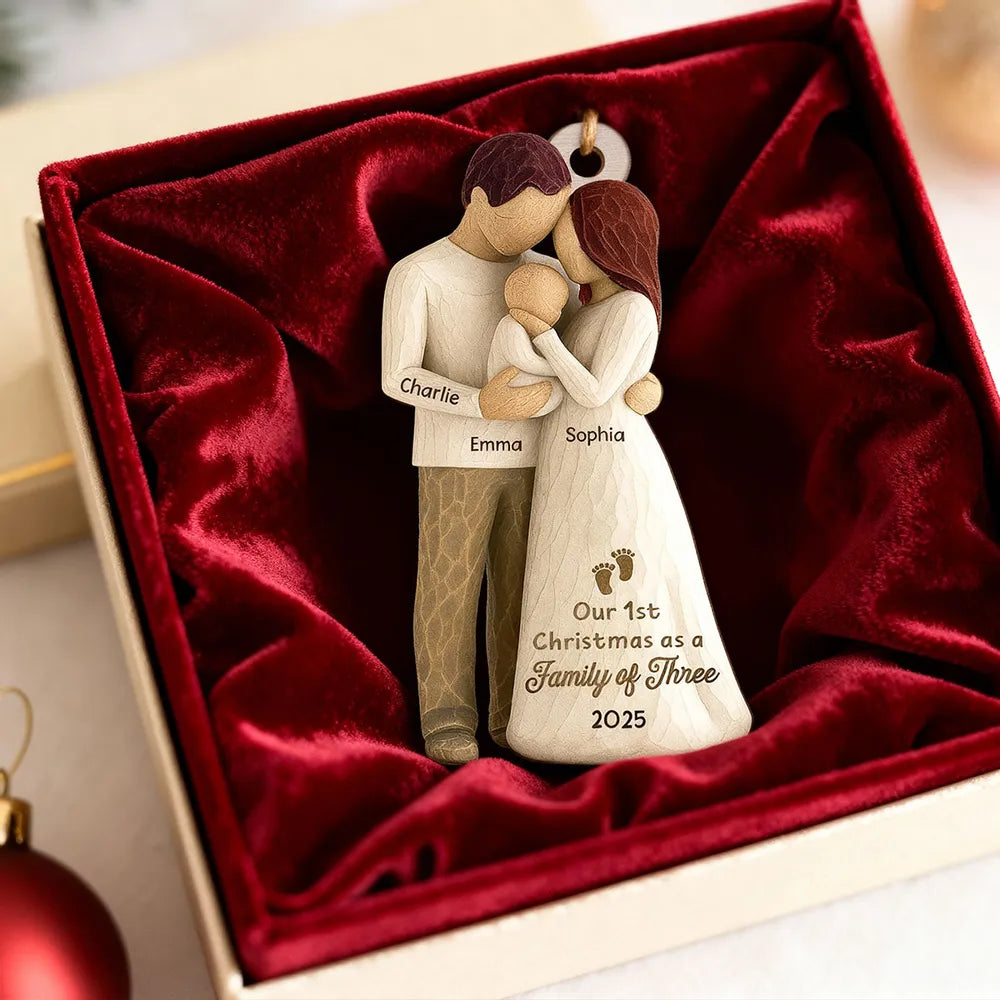 Personalized Family Ornament for New Parents - Our 1st Christmas 2025 Ornament MagicInPrints