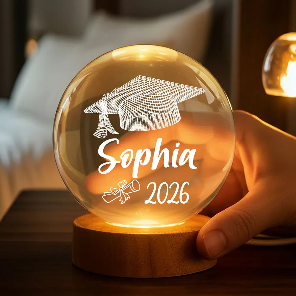 Personalized Graduation Crystal Ball Lamp for Graduates - Class of 2026 Gift Lamp MagicInPrints