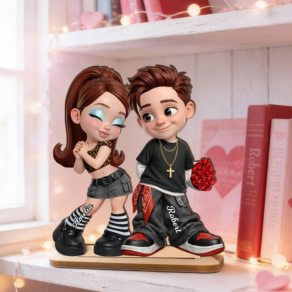 Personalized Couple Figurine Romantic Gift for Valentine's Day - Custom Names Plaque MagicInPrints