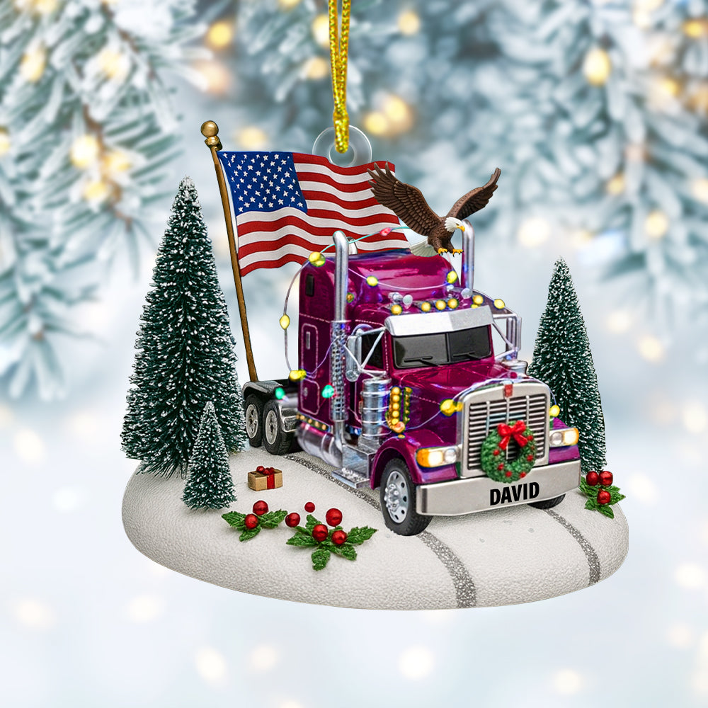 Christmas Joy with Custom Semi Truck Ornament - Personalized Gift for Truck Drivers Ornament MagicInPrints