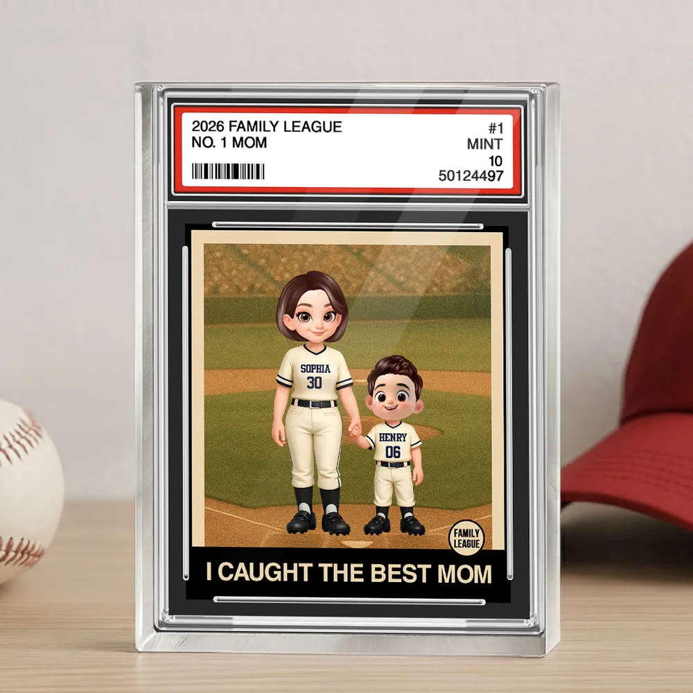 Custom Family Baseball Card Display for Mom - Personalized Mother's Day Gift Plaque MagicInPrints