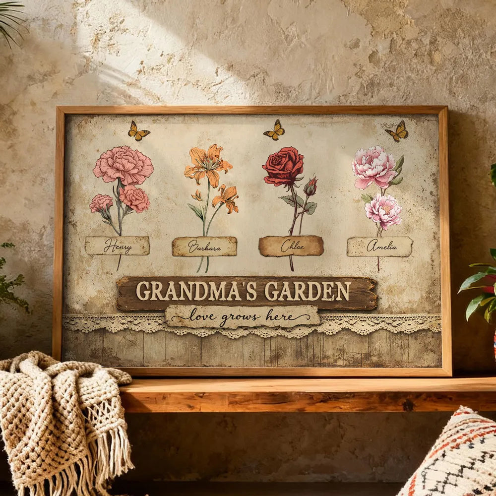 Personalized Grandma's Garden Floral Canvas Wall Art - Family Gift Poster or Canvas MagicInPrints