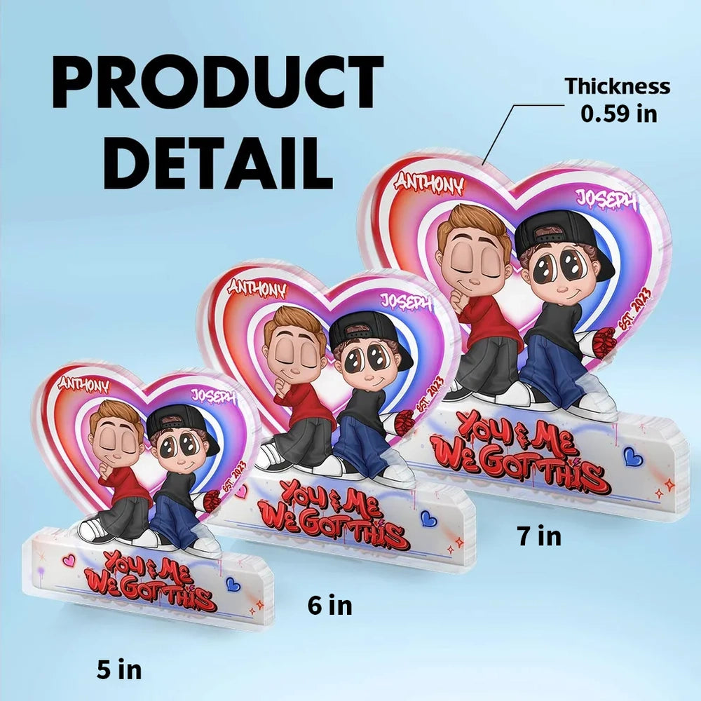 Personalized Heart-Shaped Acrylic Couple Figurine - Romantic Gift for Anniversaries Plaque MagicInPrints