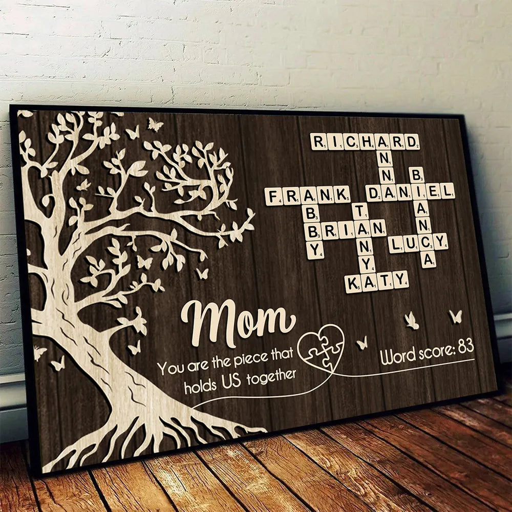 Personalized Family Tree Puzzle Wall Art for Mom - Sentimental Gift Poster or Canvas MagicInPrints