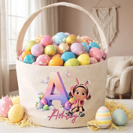 Personalized Easter Basket for Kids with Name and Cartoon Design - Easter Gift Bag MagicInPrints