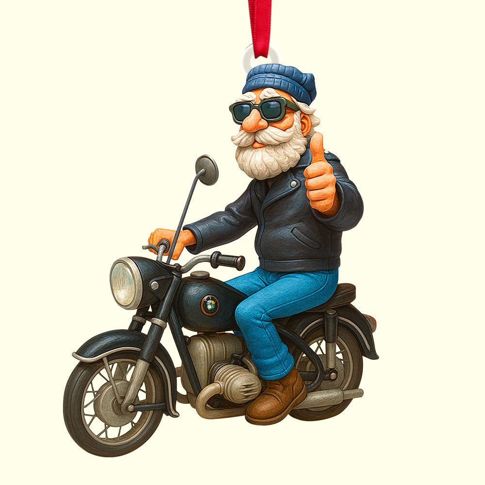 Ride with Joy: Customizable Biker Caricature Ornament - Perfect Gift for Motorcycle Enthusiasts Ornament MagicInPrints