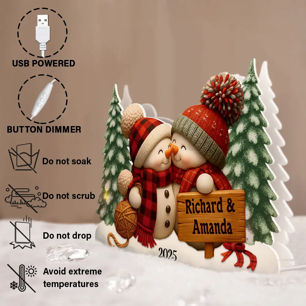Personalized Snowman Couple Ornament for Couples - Christmas Decoration Gift Plaque MagicInPrints