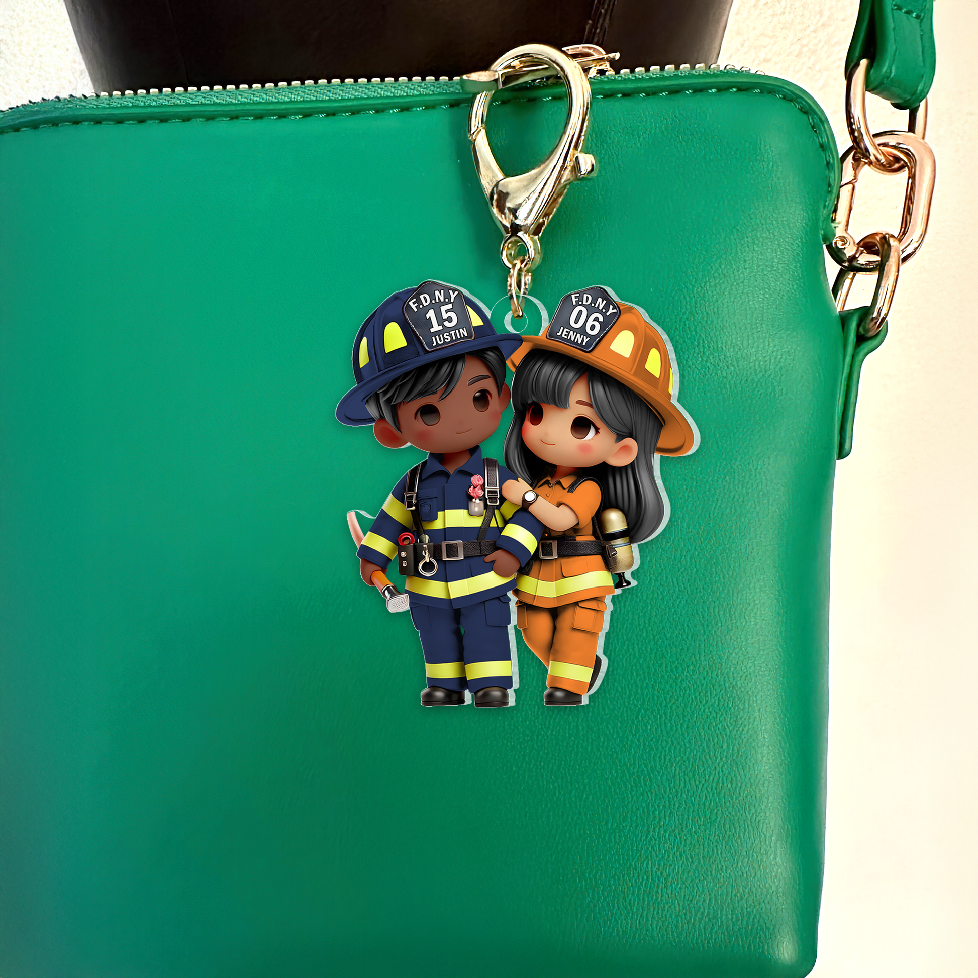 Personalized Firefighter Couple Keychain | Meaningful Valentine's Day Gifts for Couples Keychains PopCulturePrints