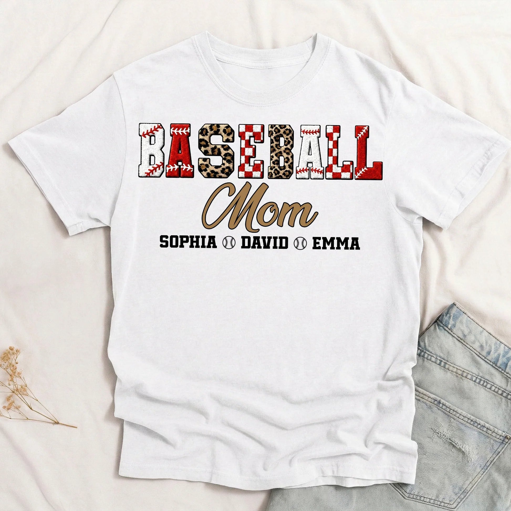 Personalized Baseball Mom T-Shirt for Mothers with Kids' Names - Family Sports Gift Cloth MagicInPrints