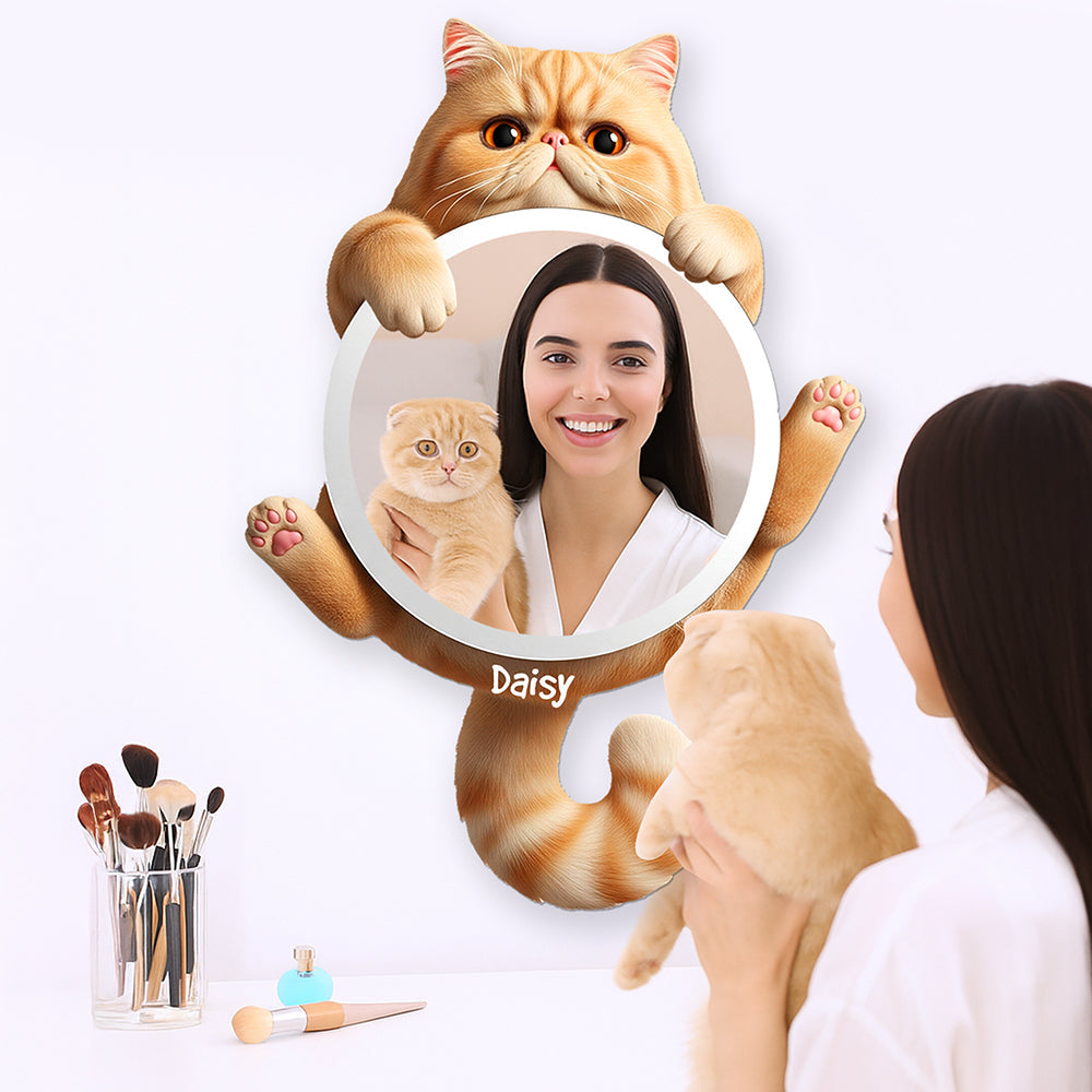 “Purr-fect Reflections” - Cute Cat Mirror - Personalized Gift for Cat Lovers Mirror MagicInPrints