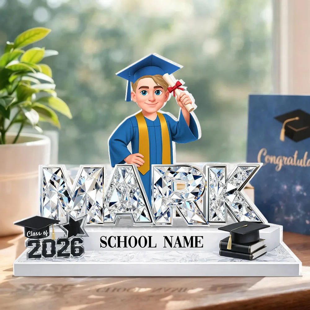 Personalized Graduation Crystal Name Plaque for Graduates - Class of 2026 Gift Plaque MagicInPrints