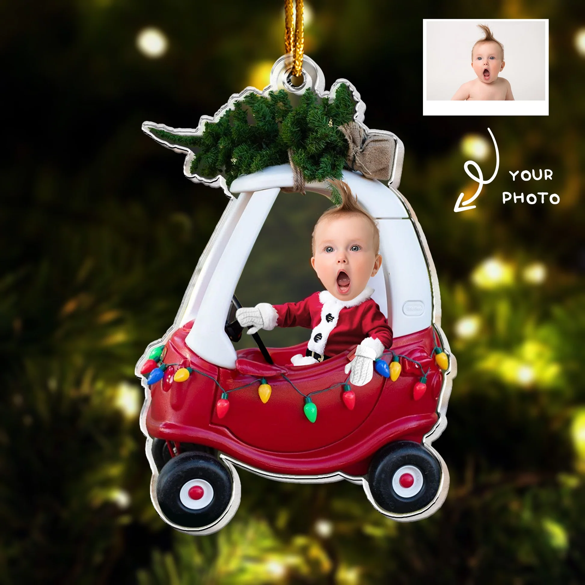 Custom Baby Photo Christmas Ornament - Personalized Holiday Keepsake Ornament MagicInPrints