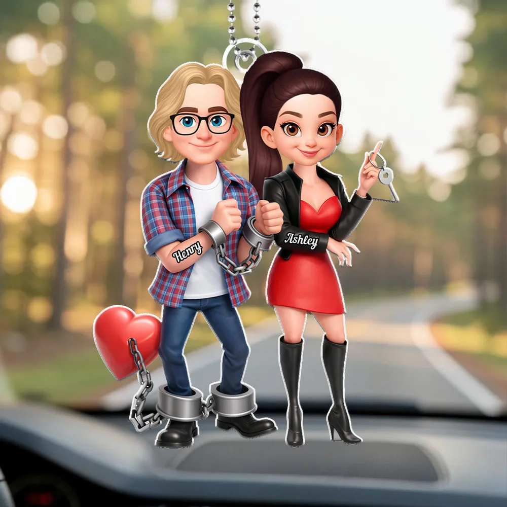 Custom Couple Car Ornament for Lovers - Romantic Gift Car Hanger MagicInPrints