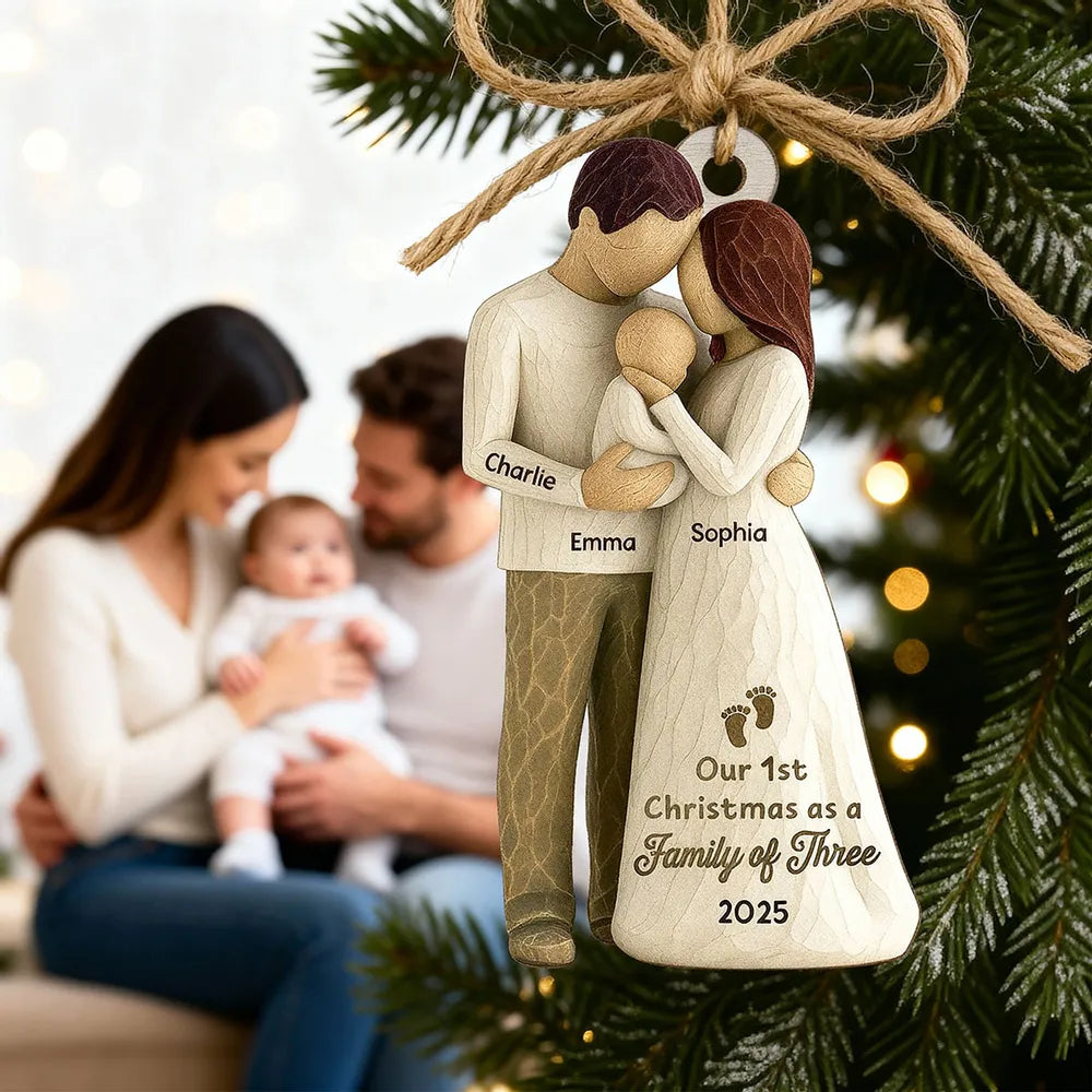 Personalized Family Ornament for New Parents - Our 1st Christmas 2025 Ornament MagicInPrints