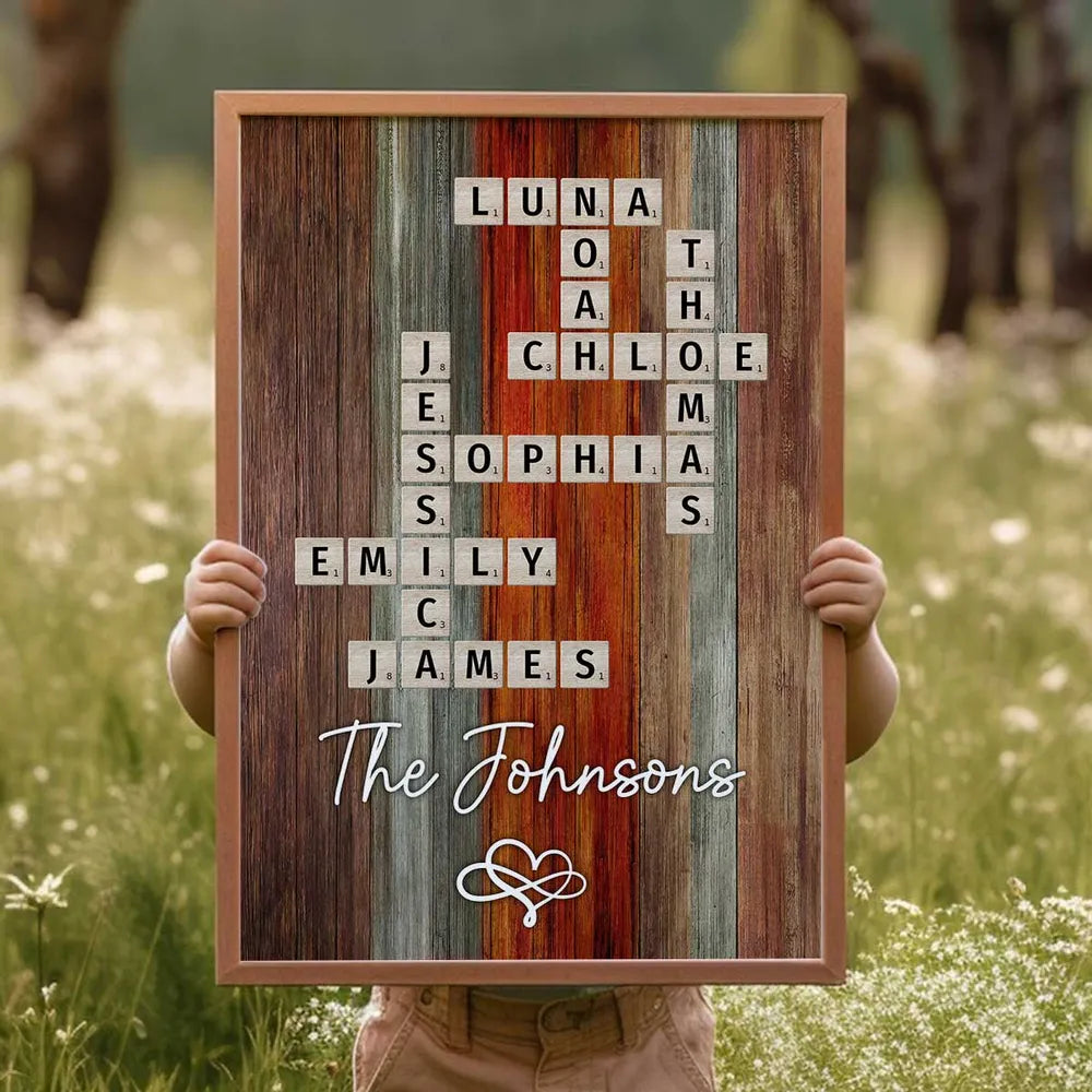 Personalized Family Name Crossword Canvas Wall Art - Home Decor Gift Poster or Canvas MagicInPrints