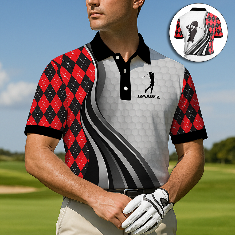 “Swing in Style!” - Personalized Golf Polo Shirt - Custom Gift for Golfers, Dads, Friends & More Polo Shirts MagicInPrints