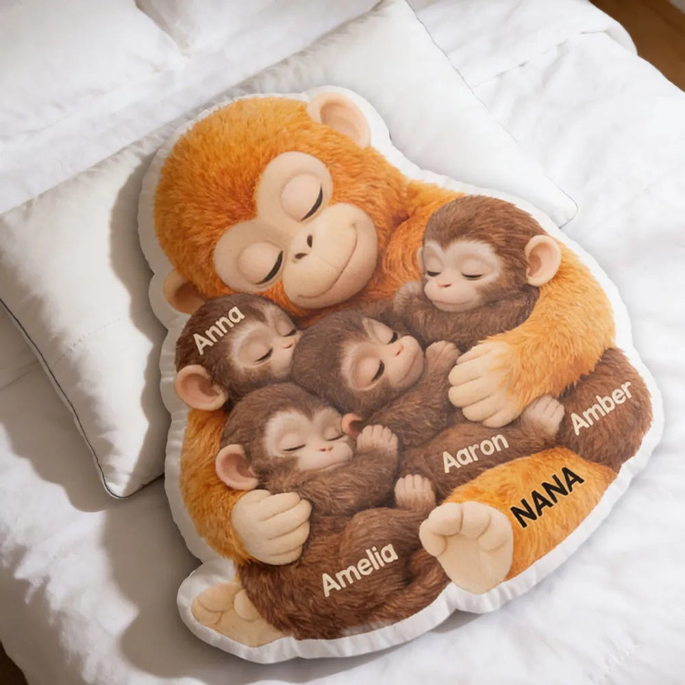 Personalized Monkey Hug Pillow for Mom and Child - Sentimental Gift Pillow MagicInPrints