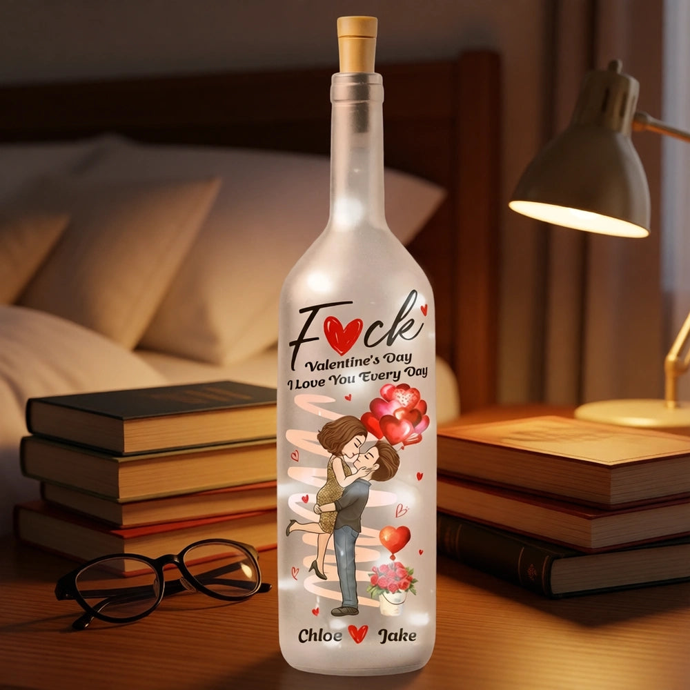 Personalized LED Wine Bottle Lamp for Couples - Romantic Valentine's Day Gift Lamp MagicInPrints