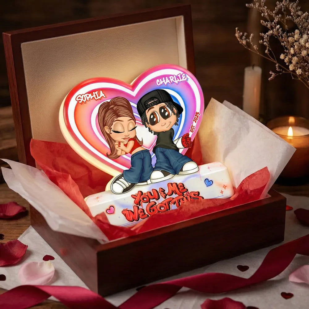 Personalized LED Heart Lamp for Couples - Romantic Gift Plaque MagicInPrints