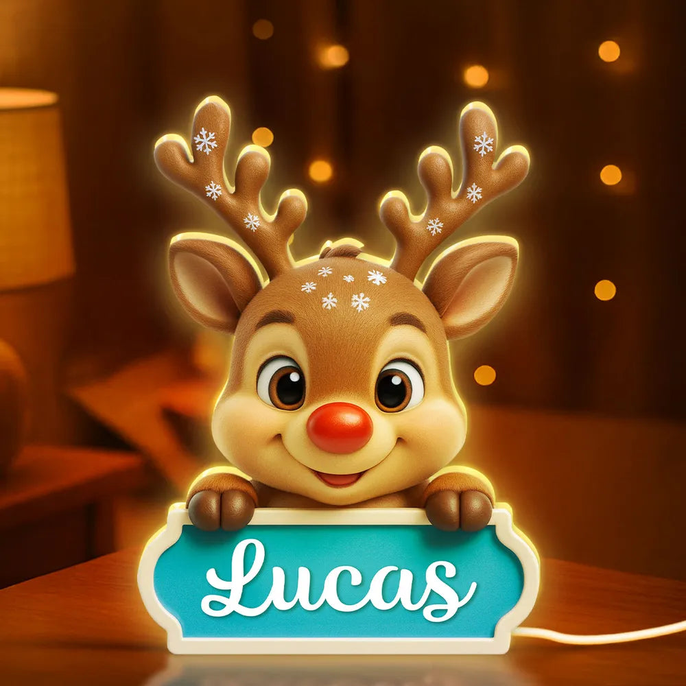 Personalized Reindeer Name Plaque for Kids - Christmas Decor Gift Plaque MagicInPrints