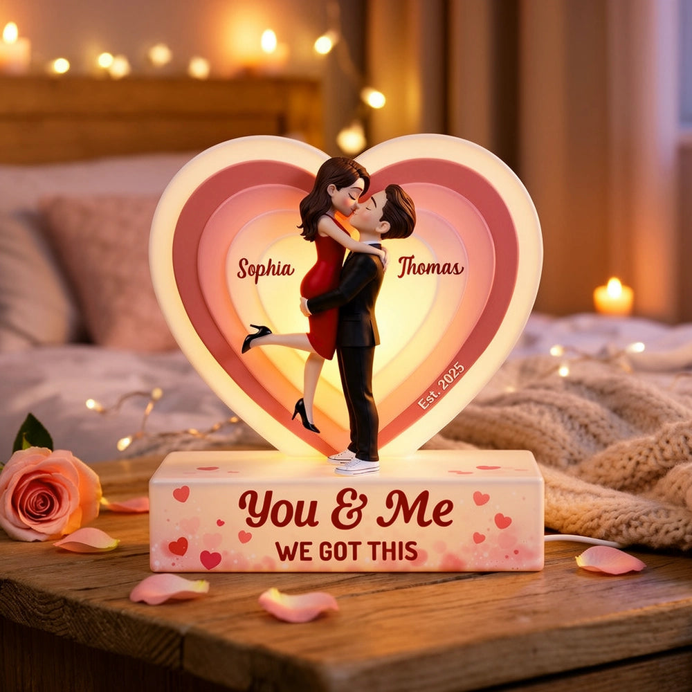 Personalized Couple Heart Lamp for Romantic Gift - Anniversary Keepsake Plaque MagicInPrints