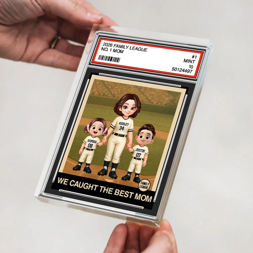 Custom Family Baseball Card Display for Mom - Personalized Mother's Day Gift Plaque MagicInPrints