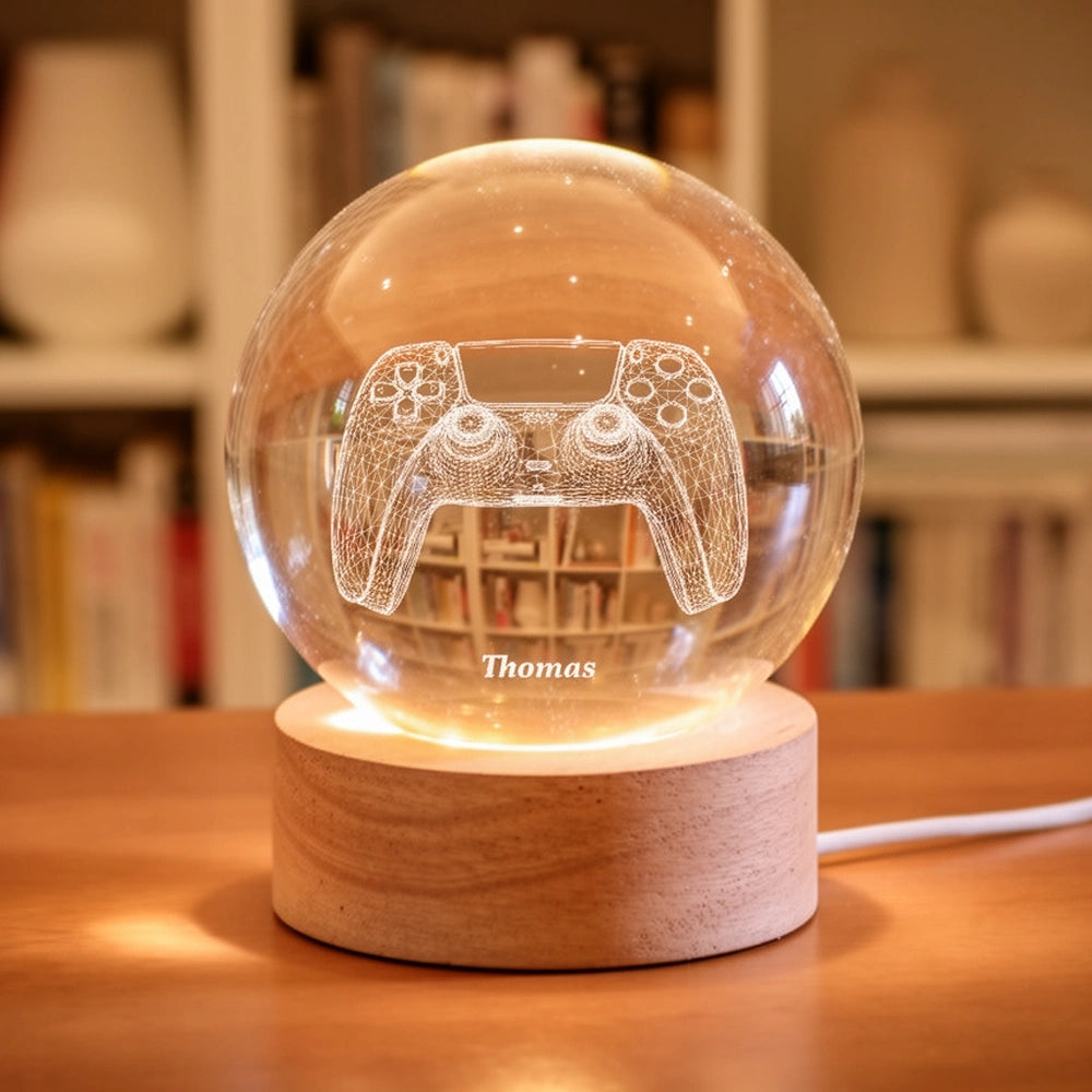 Personalized 3D Engraved Crystal Ball Lamp for Kids - Monster Truck Design Lamp MagicInPrints