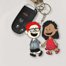 Load image into Gallery viewer, Personalized Kissing Couple Keychain | Unique Valentine&#39;s Day Gifts for Couples Keychains PopCulturePrints
