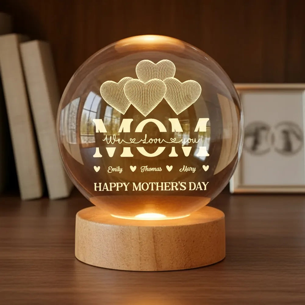 Personalized LED Night Light for Mom - Heart Design - Mother's Day Gift Lamp MagicInPrints