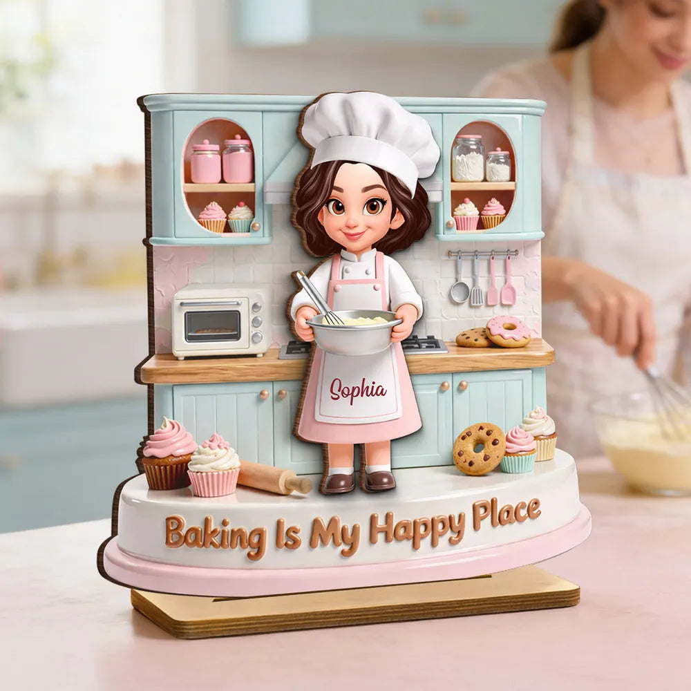 Personalized Baking Figurine for Bakers - Custom Chef Apron with Name Plaque MagicInPrints