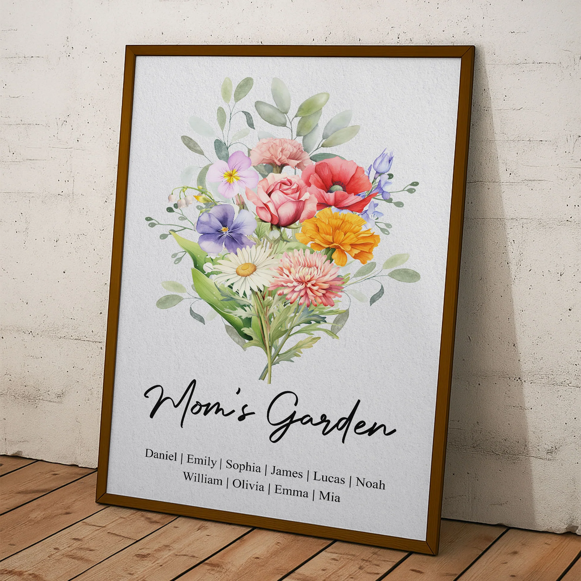 Personalized Floral Canvas Art for Mom - Custom Family Names Gift Poster or Canvas MagicInPrints