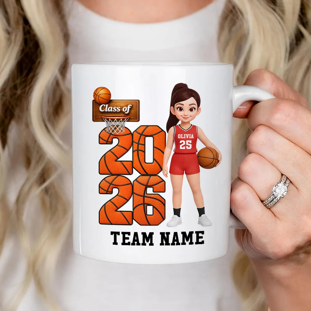 Custom Basketball Graduation Mug for Class of 2026 - Personalized Gift Cup MagicInPrints