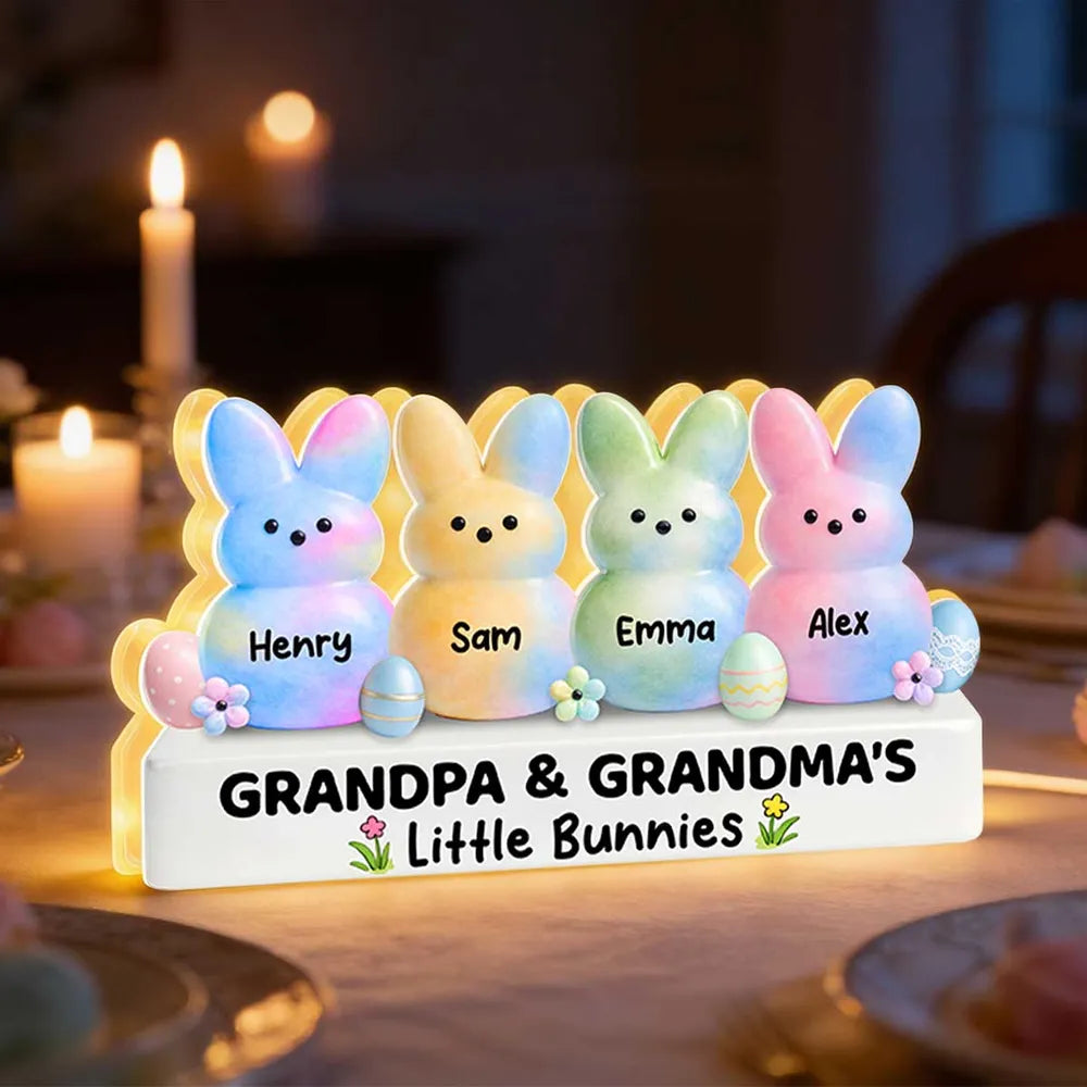 Customizable Bunny Family Light for Kids - Easter Gift Plaque MagicInPrints