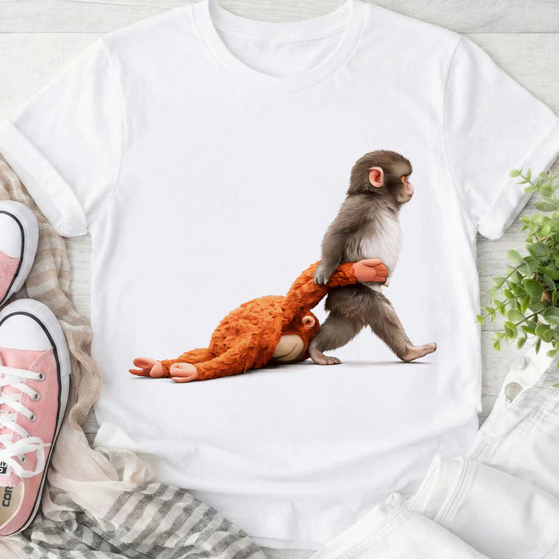 Cute Monkey T-Shirt for Animal Lovers - Heartwarming Design Cloth MagicInPrints