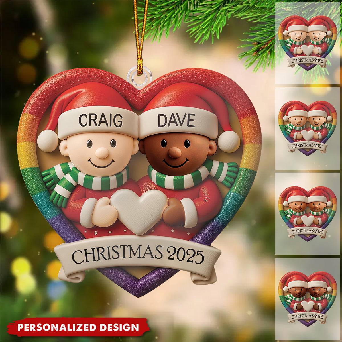 Personalized Heart-Shaped Christmas Ornament for Couples - Festive Holiday Decoration 2025 Ornament MagicInPrints